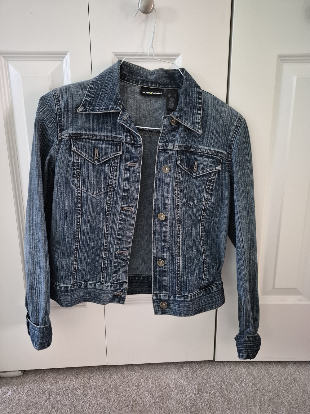 Vintage DKNY Jeans Y2K Distressed Blue Denim Jacket